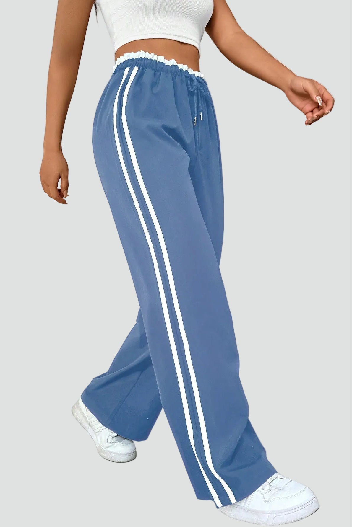 Women's Wide Leg Jogger Trousers Elastic Waist Lounge
