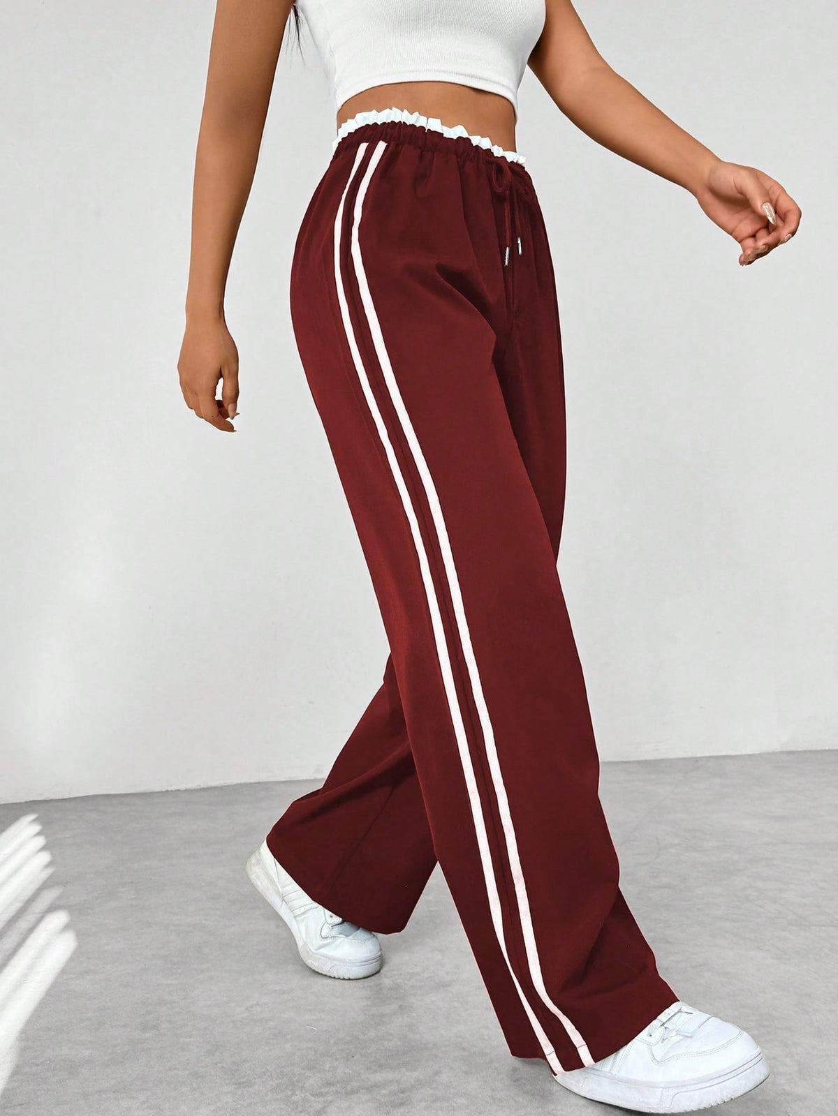 Women's Wide Leg Jogger Trousers Elastic Waist Lounge
