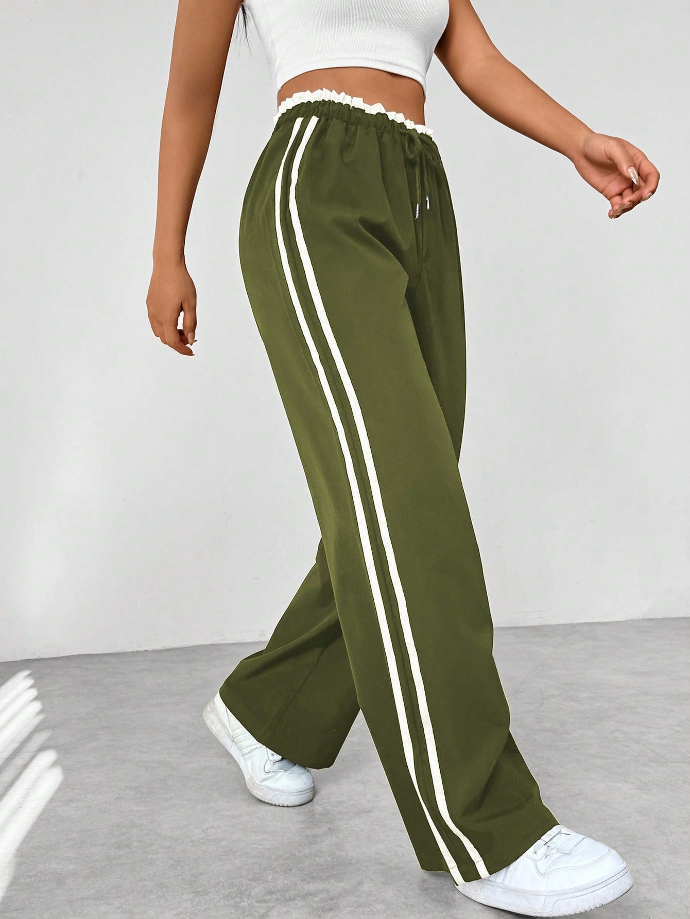 Women's Wide Leg Jogger Trousers Elastic Waist Lounge