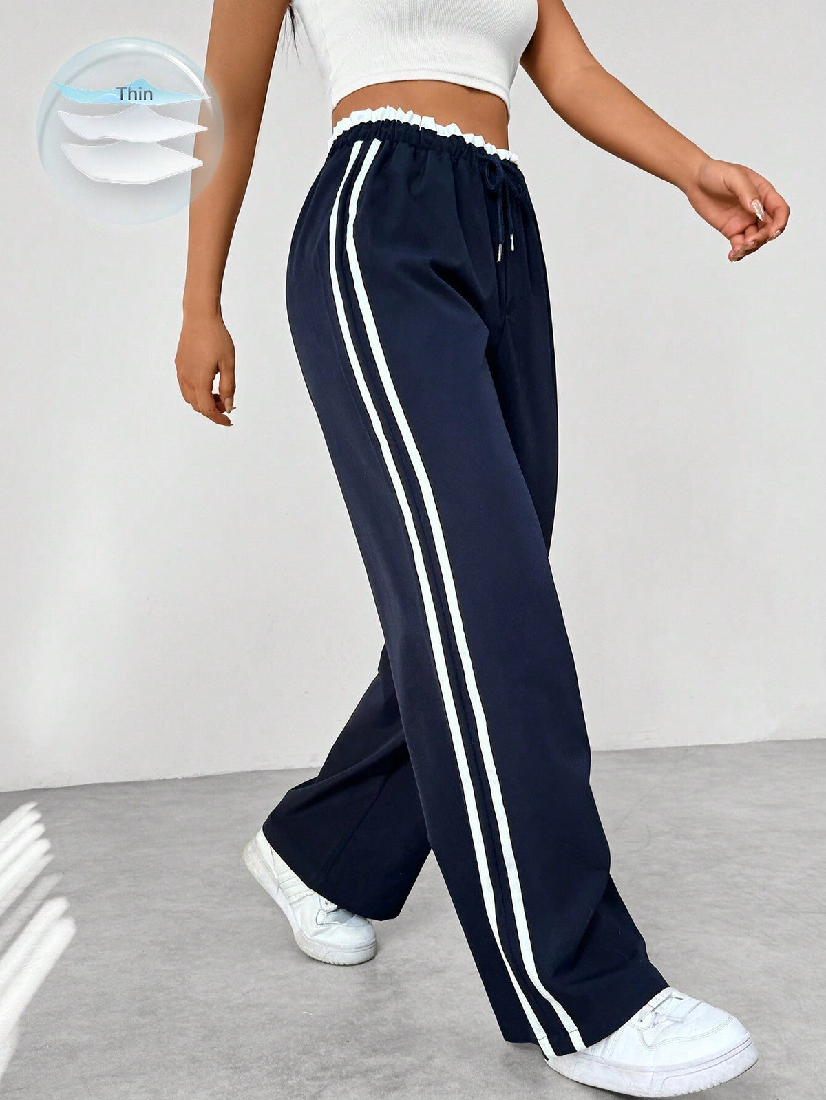 Women's Wide Leg Jogger Trousers Elastic Waist Lounge