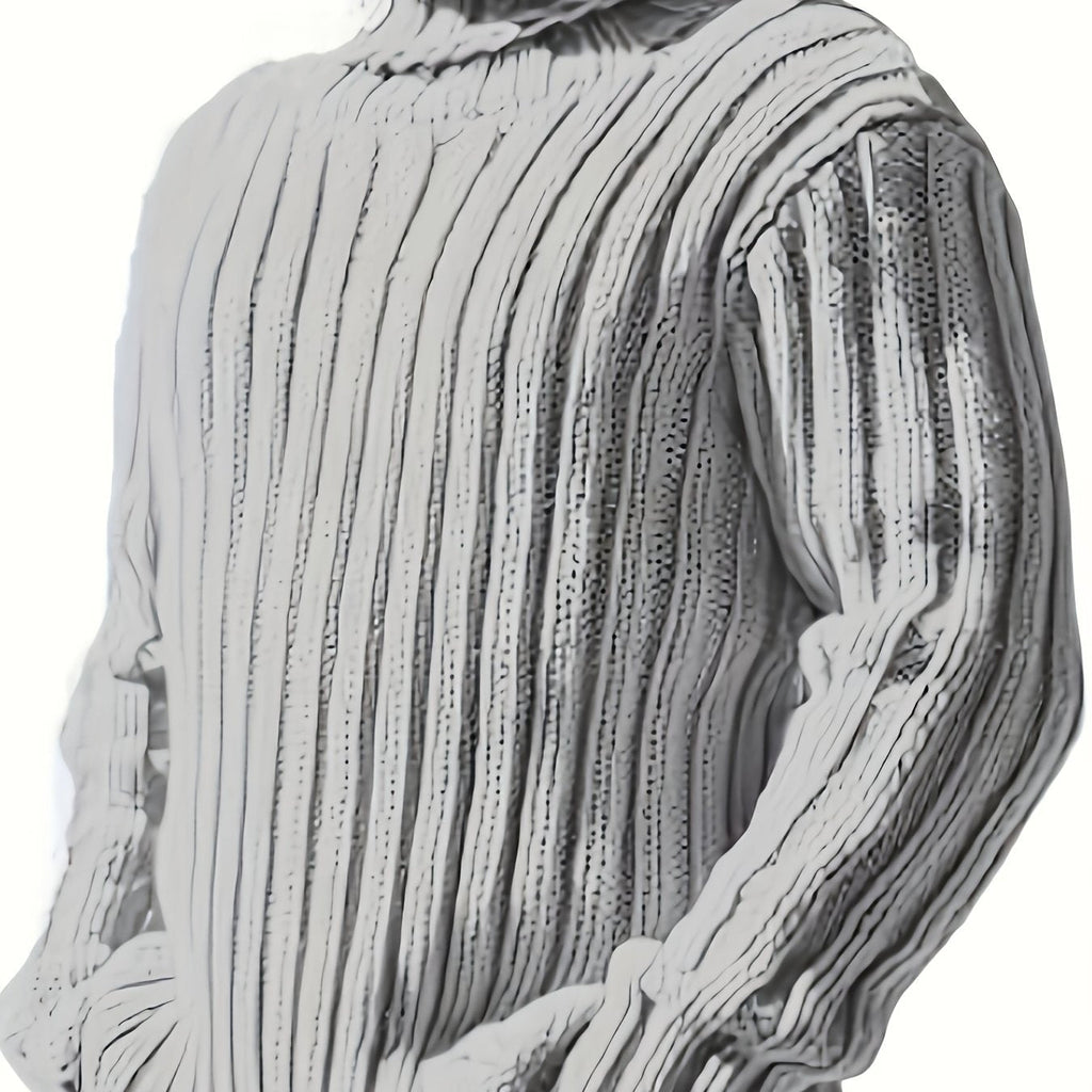 Women's High Neck Rib Texture Easy Fit Knit Pullover - White