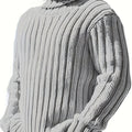 Women's High Neck Rib Texture Easy Fit Knit Pullover - White