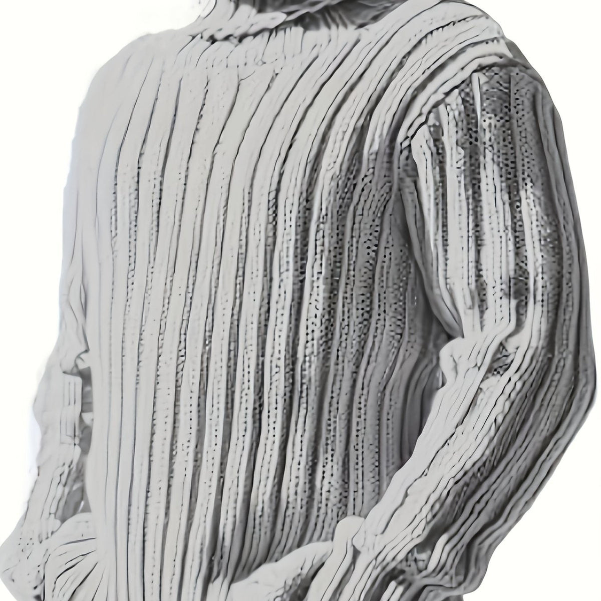 Women's High Neck Rib Texture Easy Fit Knit Pullover - White