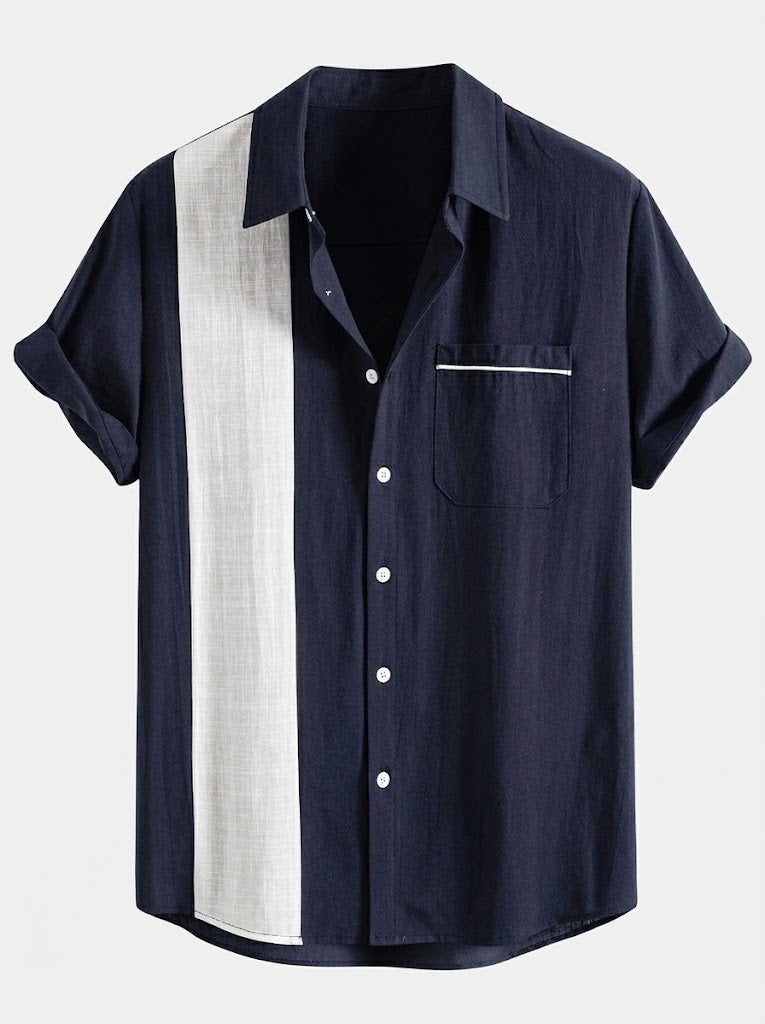 Men's Cotton Shirt and Linen Blend Trousers Set Lightweight