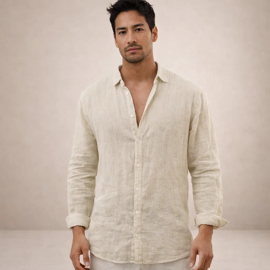 Men's Regular Fit Linen Button Down Casual Shirt