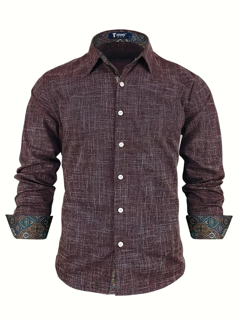 Men's Two-Tone Trim Modern Fit Button-Down Shirt