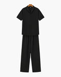 Men's Relaxed Polo Lounge Set Wide Leg Trousers