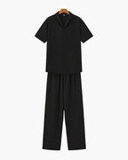 Men's Relaxed Polo Lounge Set Wide Leg Trousers