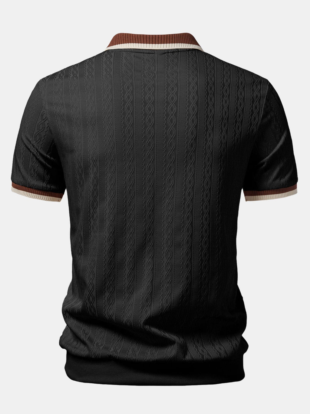 Men's Textured Knit Polo Quarter Zip Tailored Fit
