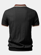 Men's Textured Knit Polo Quarter Zip Tailored Fit