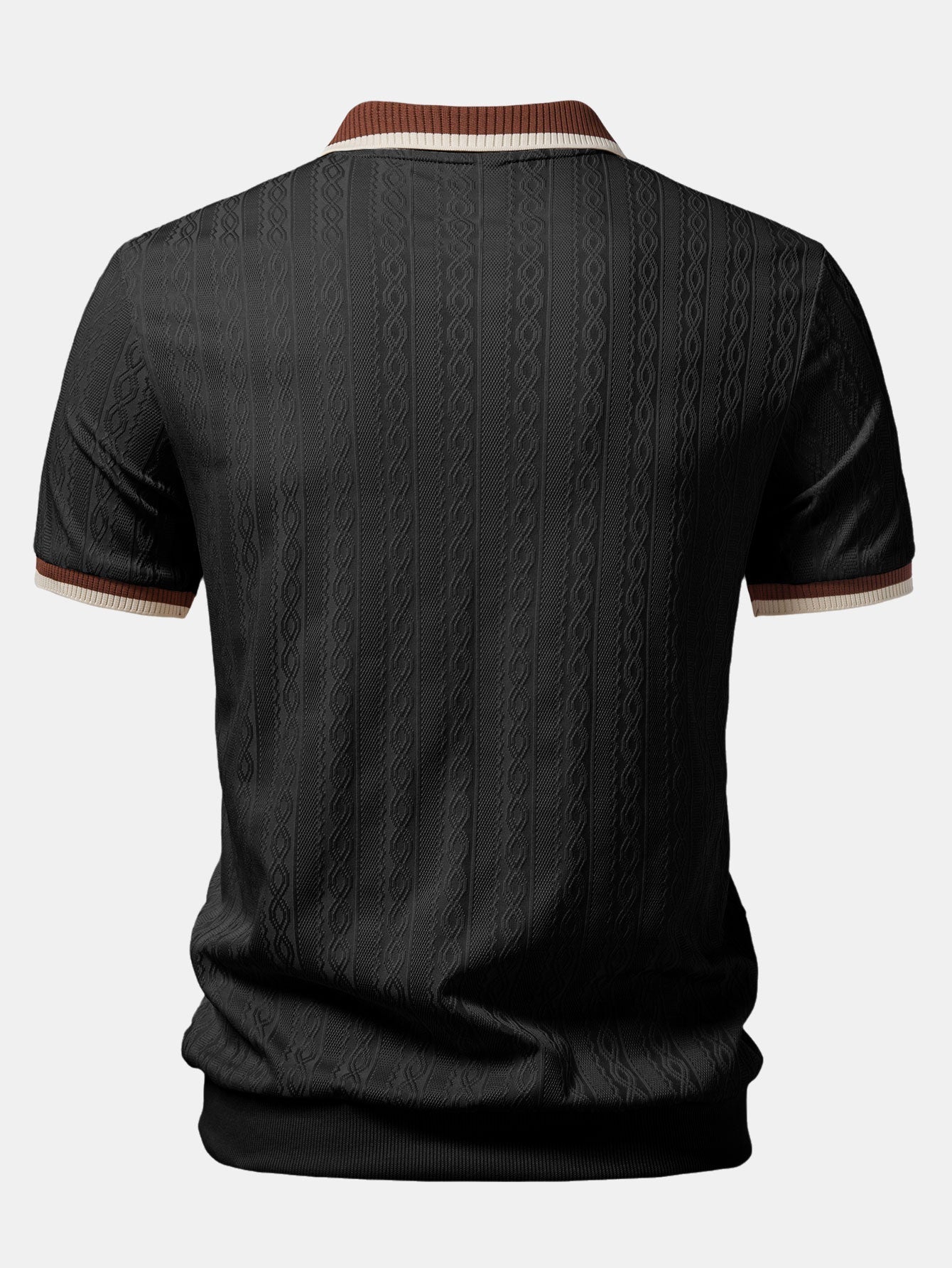 Men's Textured Knit Polo Quarter Zip Tailored Fit