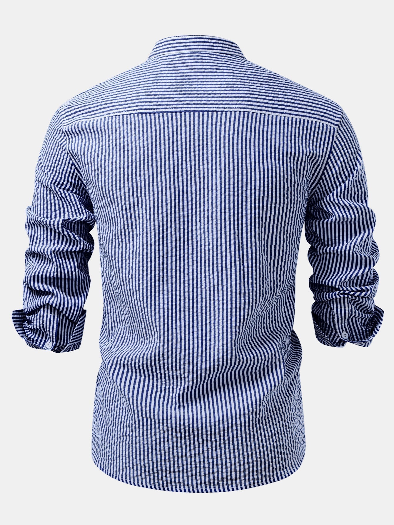 Men's Lightweight Stand Collar Co Ord Seersucker Shirt Linen