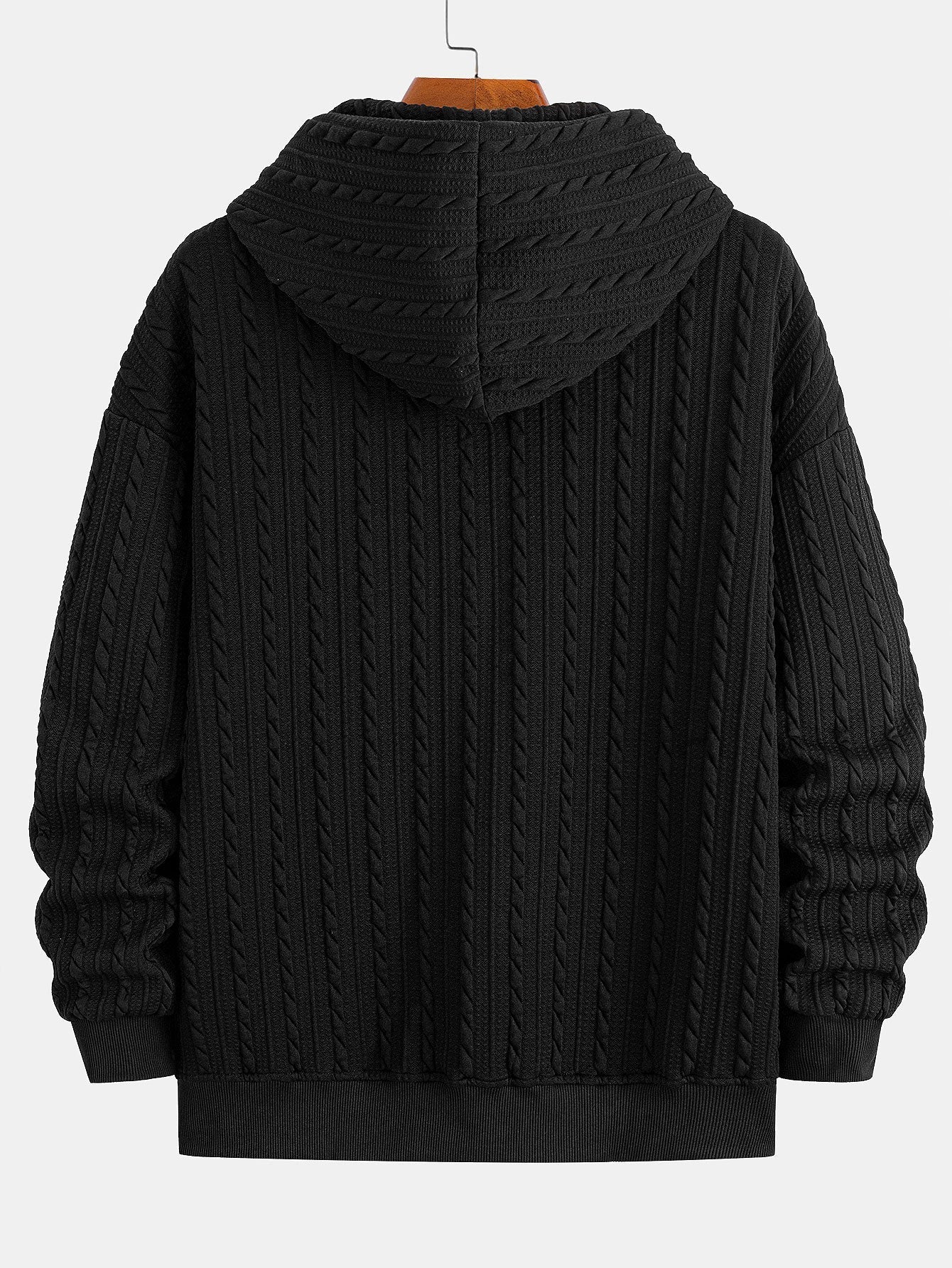 Men's Textured Zip Hoodie Tracksuit Jacquard Straight Leg Set