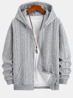 Men's Textured Zip Hoodie Tracksuit Jacquard Straight Leg Set