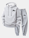 Men's Printed Hoodie Tracksuit Relaxed Polyester Jogger Set