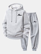 Men's Printed Hoodie Tracksuit Relaxed Polyester Jogger Set