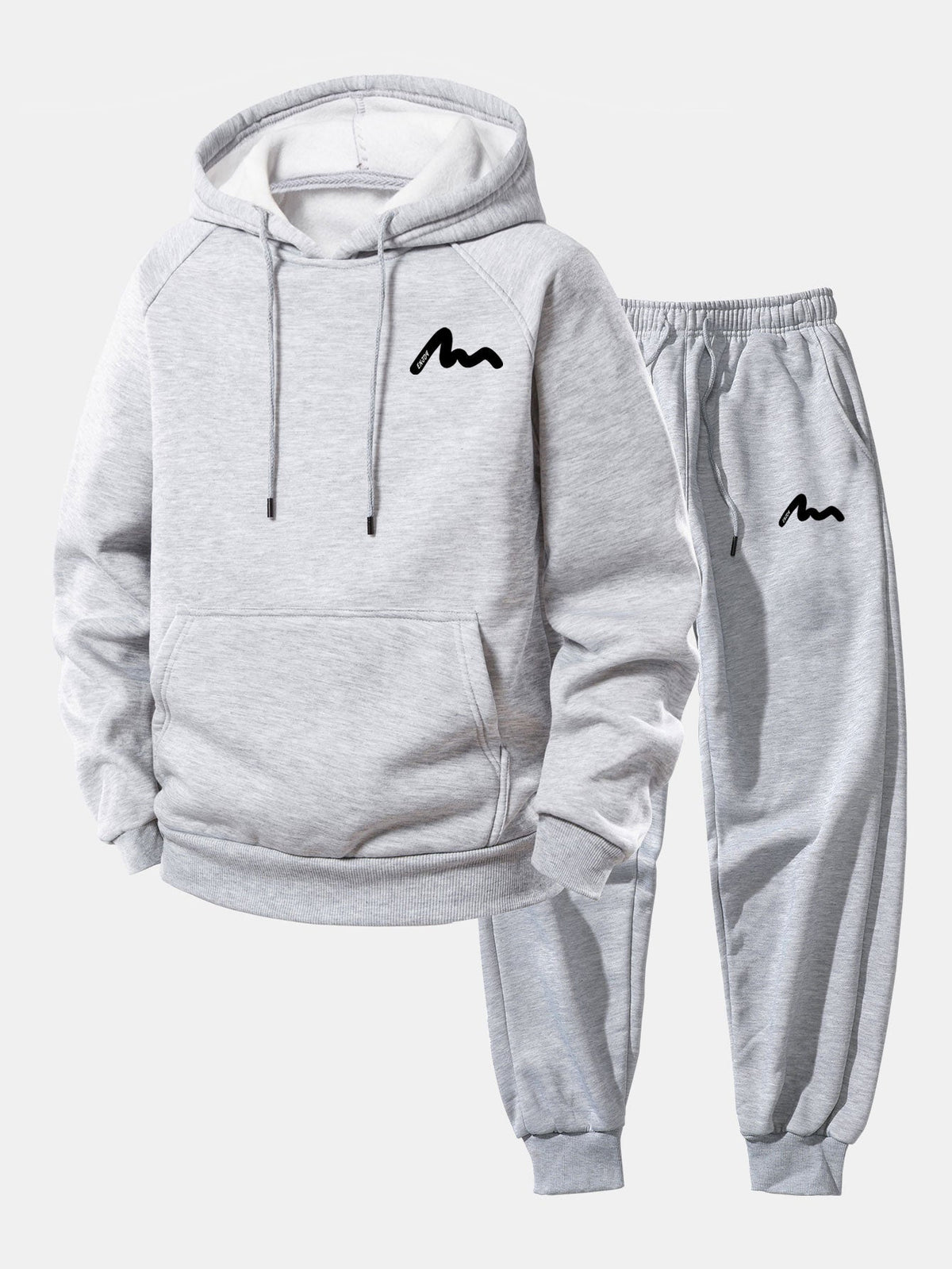Men's Printed Hoodie Tracksuit Relaxed Polyester Jogger Set