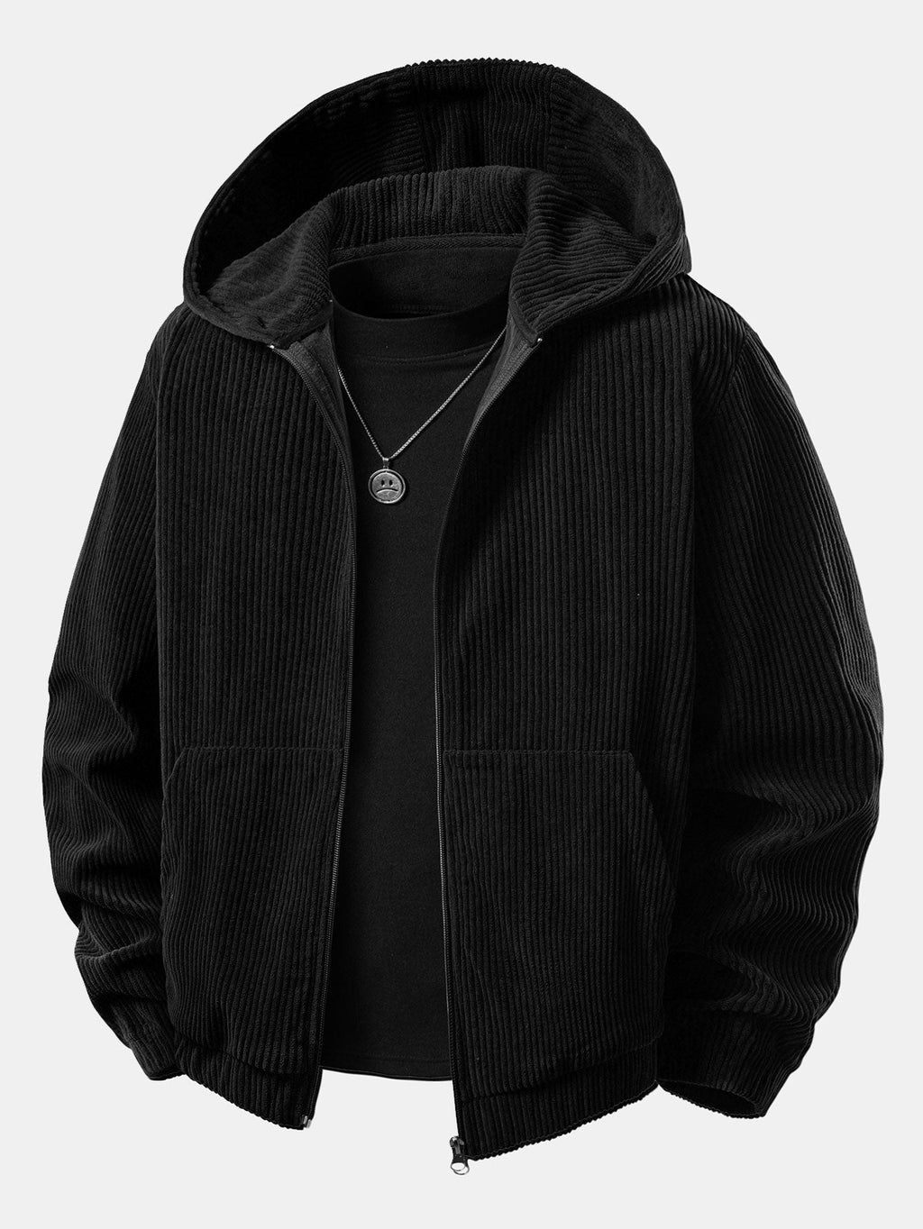 Men's Corduroy Zip Tracksuit Relaxed Hoodie and Joggers