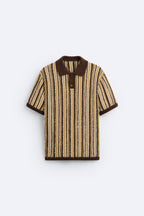 Men's Retro Knitted Stripe Polo Casual Summer Shirt