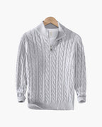 Men's Cable Knit Half Zip Sweater Premium Cotton Pullover