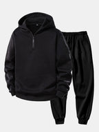 Men's Quarter Zip Hoodie Tracksuit Relaxed Jogger Set