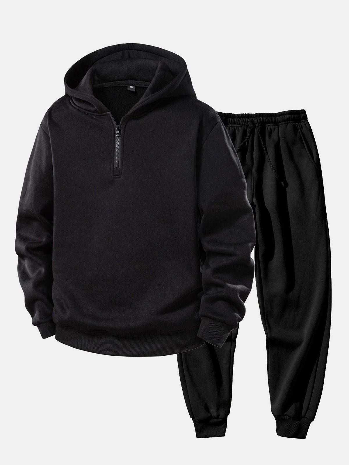 Men's Quarter Zip Hoodie Tracksuit Relaxed Jogger Set
