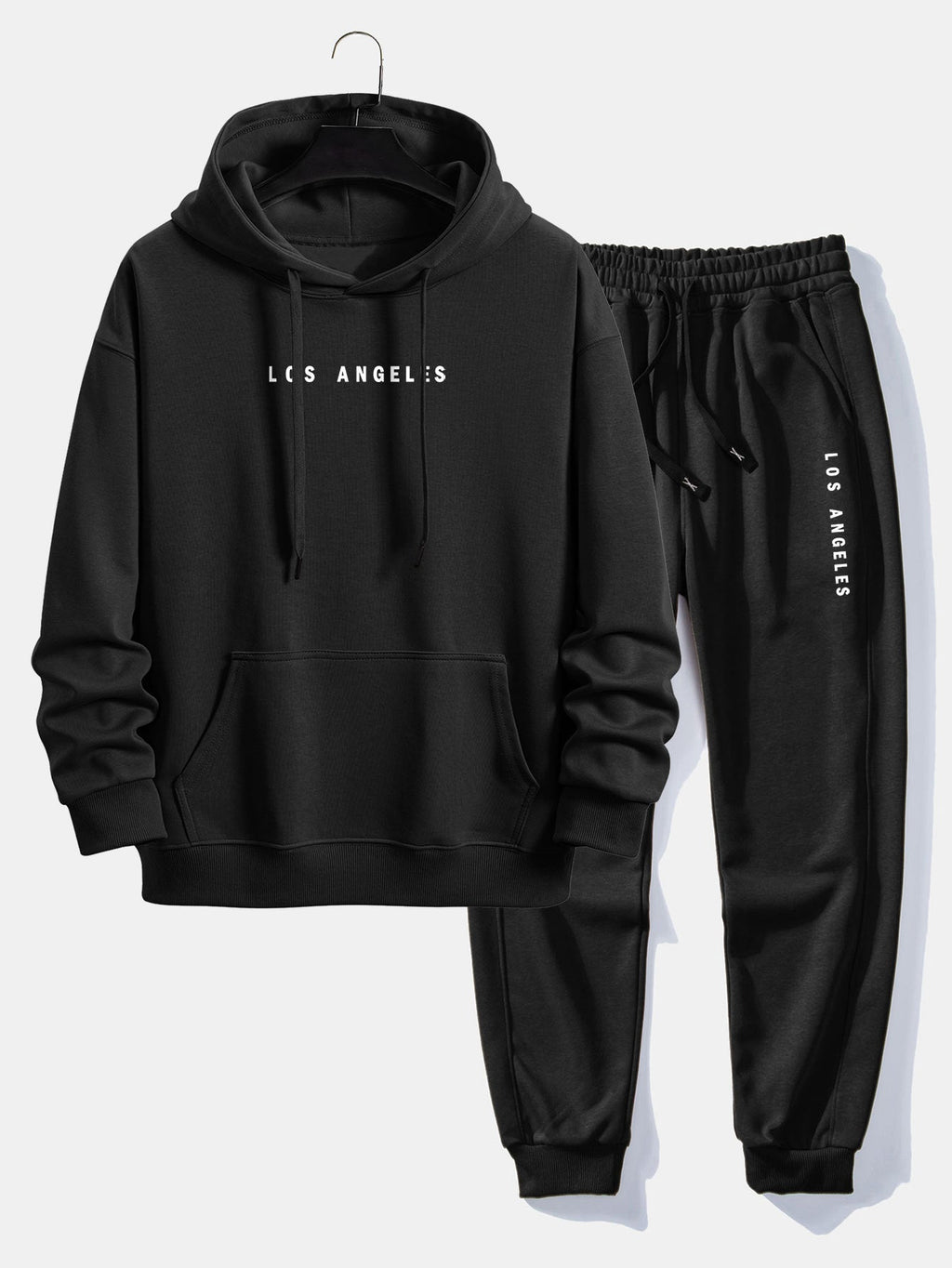 Men's Relaxed Cotton Blend Hoodie Tracksuit Printed Jogger Set