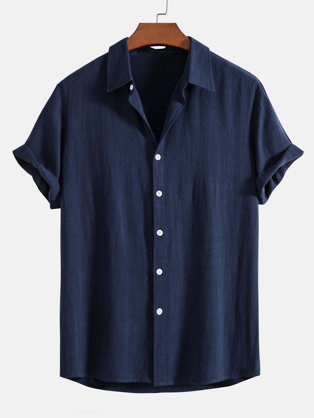 Men's Linen Blend Short Sleeve Shirt Relaxed Button Fit