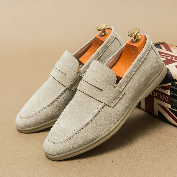 Men's Suede Look Penny Loafers Comfortable Slip On Shoes