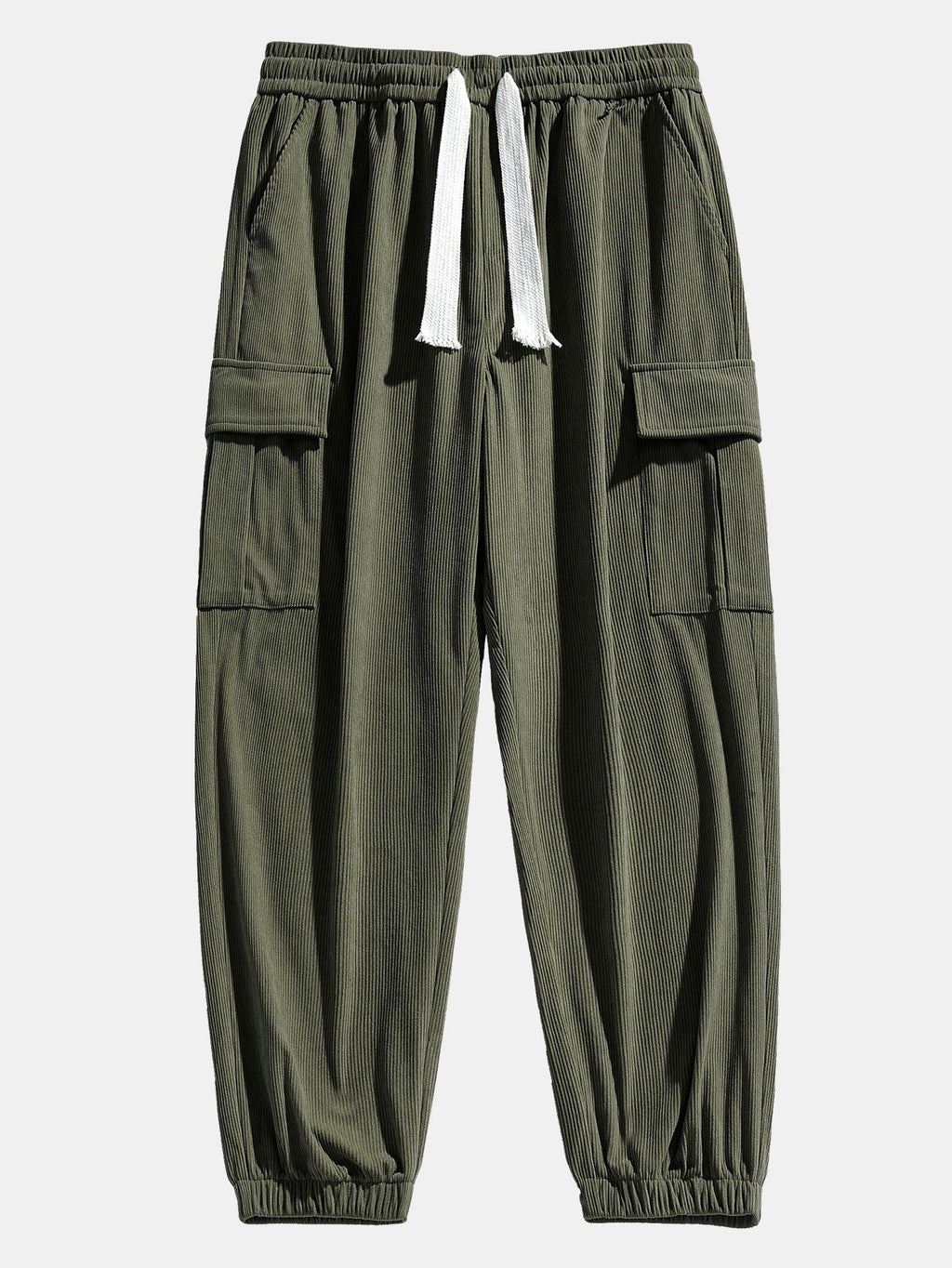 Men's Corduroy Cargo Tracksuit Patchwork Hoodie Set for Casual