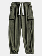 Men's Corduroy Cargo Tracksuit Patchwork Hoodie Set for Casual