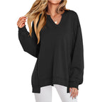 Women's Oversized V-Neck Sweatshirt Tunic Long Sleeve