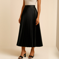 Women's Pleated Midi Skirt High Waist A-Line Style