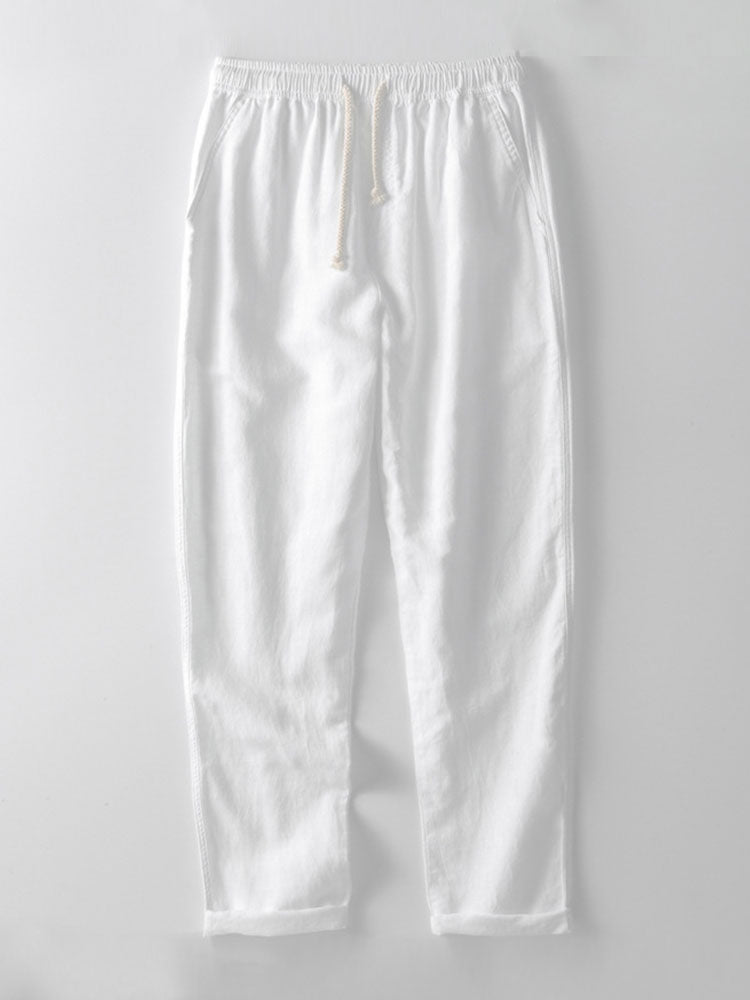 Men's Airy Mesh Shirt and Linen Blend Trousers Lightweight