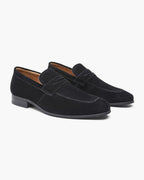 Men's Suede Penny Loafers Sleek Low Profile Dress Shoes
