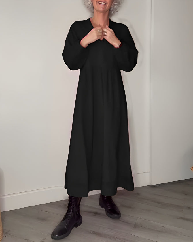 Women's Maxi Dress Relaxed Long Sleeve Cocktail Silhouette
