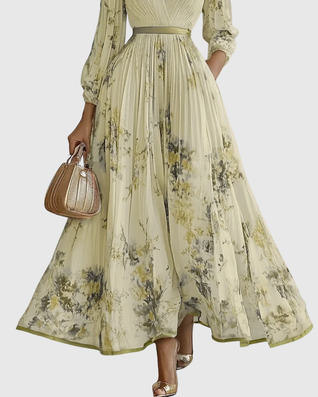Women's Elegant Pleated Maxi Dress
