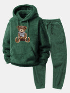 Men's Plush Teddy Fleece Tracksuit Relaxed Hoodie and Joggers