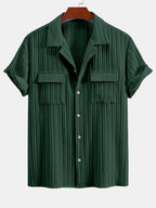 Men's Textured Cuban Collar Shirt and Linen Blend Trouser