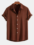 Men's Linen Blend Short Sleeve Shirt Relaxed Button Fit