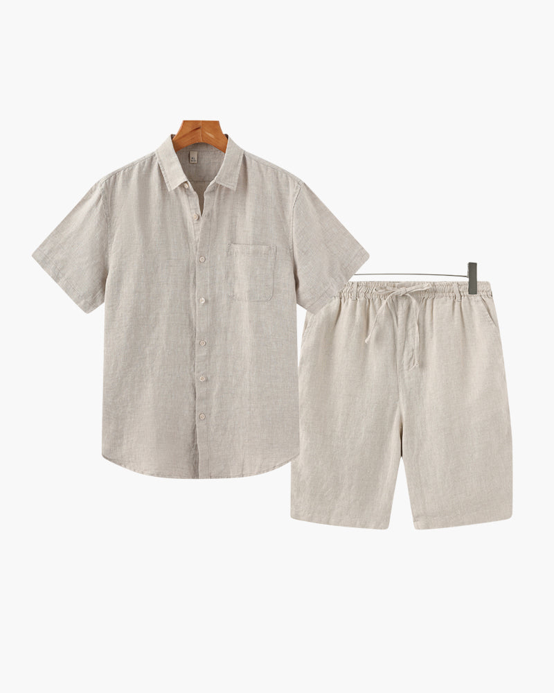 Men's Linen Shirt and Shorts Relaxed Summer Set