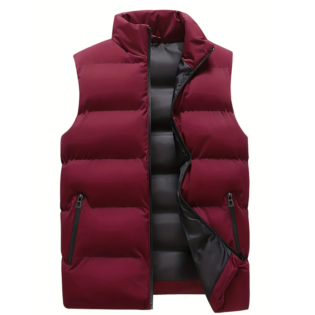 Men's Padded Quilted Gilet High Collar Zip Layer