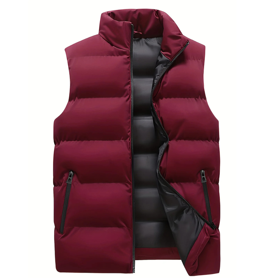 Men's Padded Quilted Gilet High Collar Zip Layer
