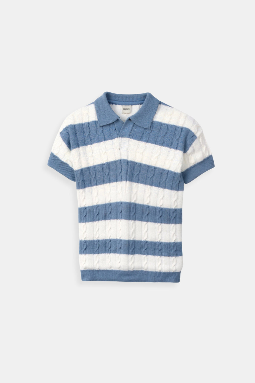 Men's Knitted Stripe Polo Textured Smart Casual Summer Shirt