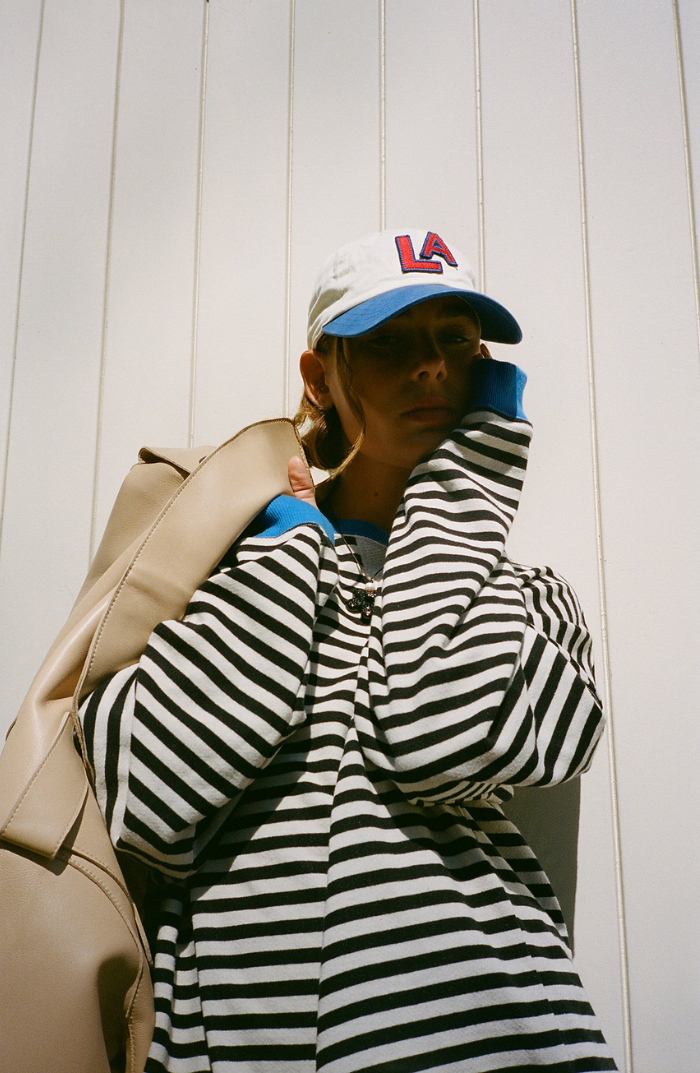 Women's Oversized Striped Sweatshirt Relaxed Balloon Sleeve Pullover