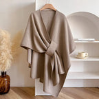 Women's Belted Poncho Coat – Windproof Layer
