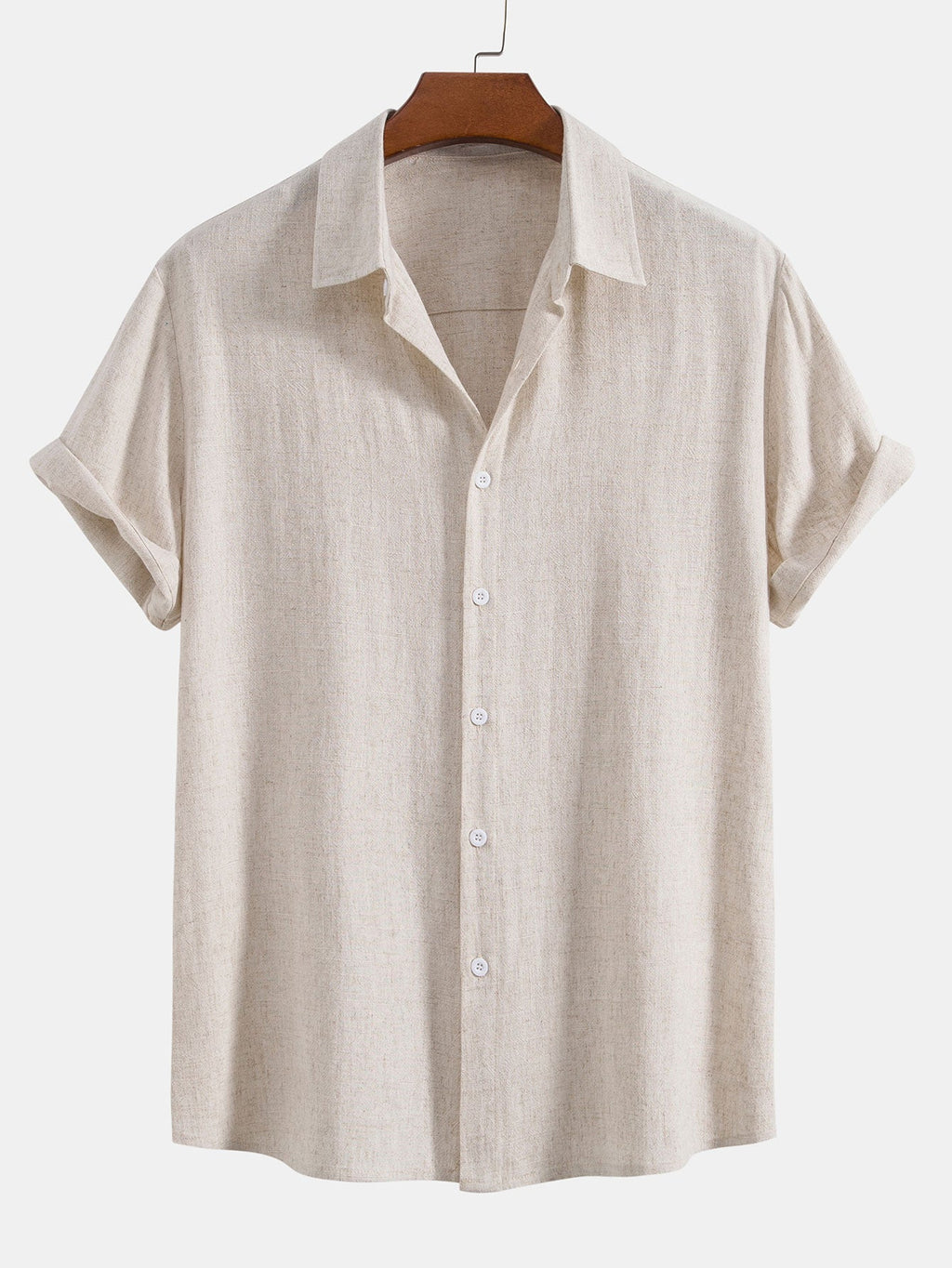 Men's Linen Blend Short Sleeve Shirt Relaxed Button Fit