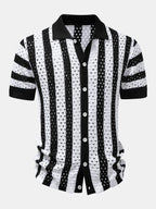 Men's Open Knit Shirt and Linen Blend Trousers Set