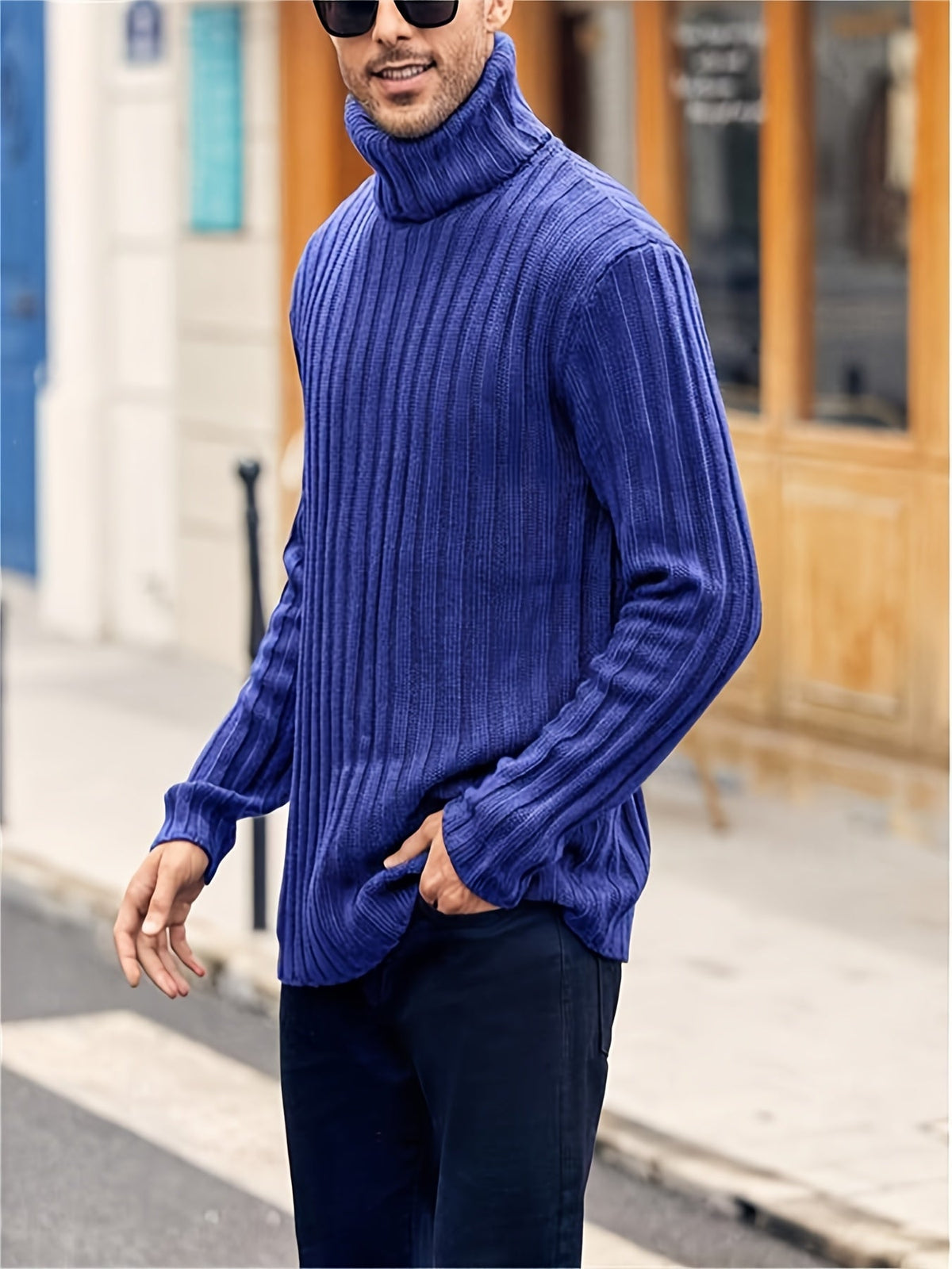 Women's High Neck Rib Texture Easy Fit Knit Pullover