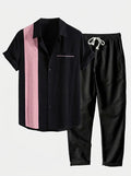 Men's Cotton Shirt and Linen Blend Trousers Set Lightweight
